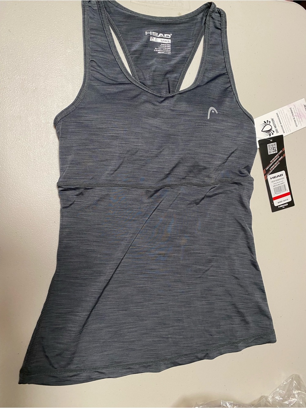NWT HEAD Women's Gray Athletic Tank Top - Racerback Performance Size S